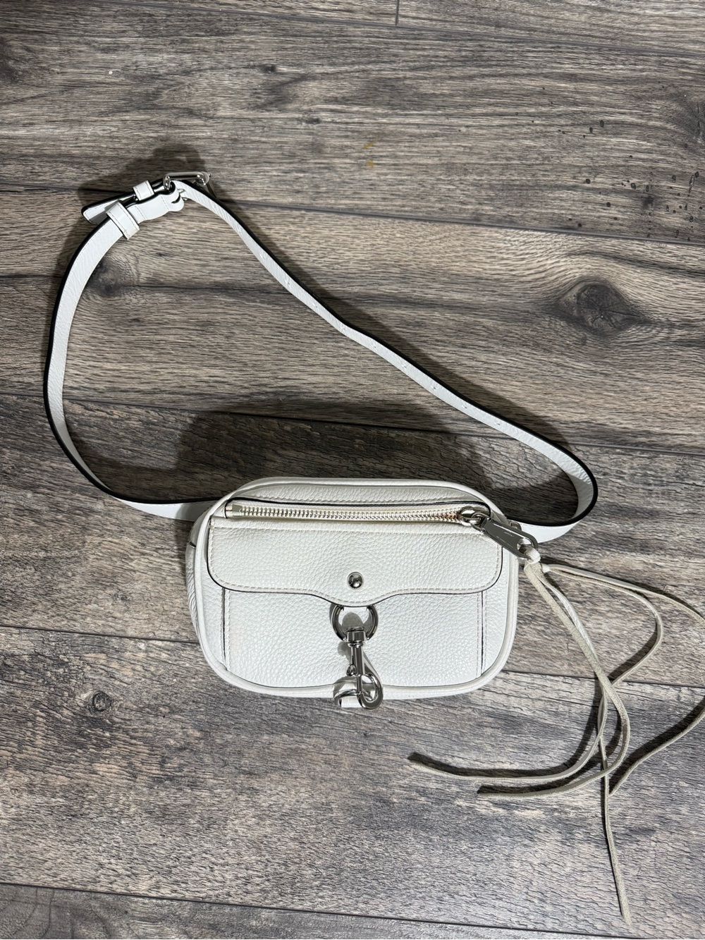 Rebecca Minkoff Pebbled Leather Belt Bag Crossbody Bag-White-Extra Tassels - Picture 1 of 11
